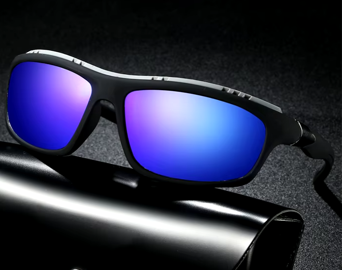 Nearsighted Prescription Sunglasses with Night Vision Lenses – Polarized Sports Sunglasses for Men - Blue-Black