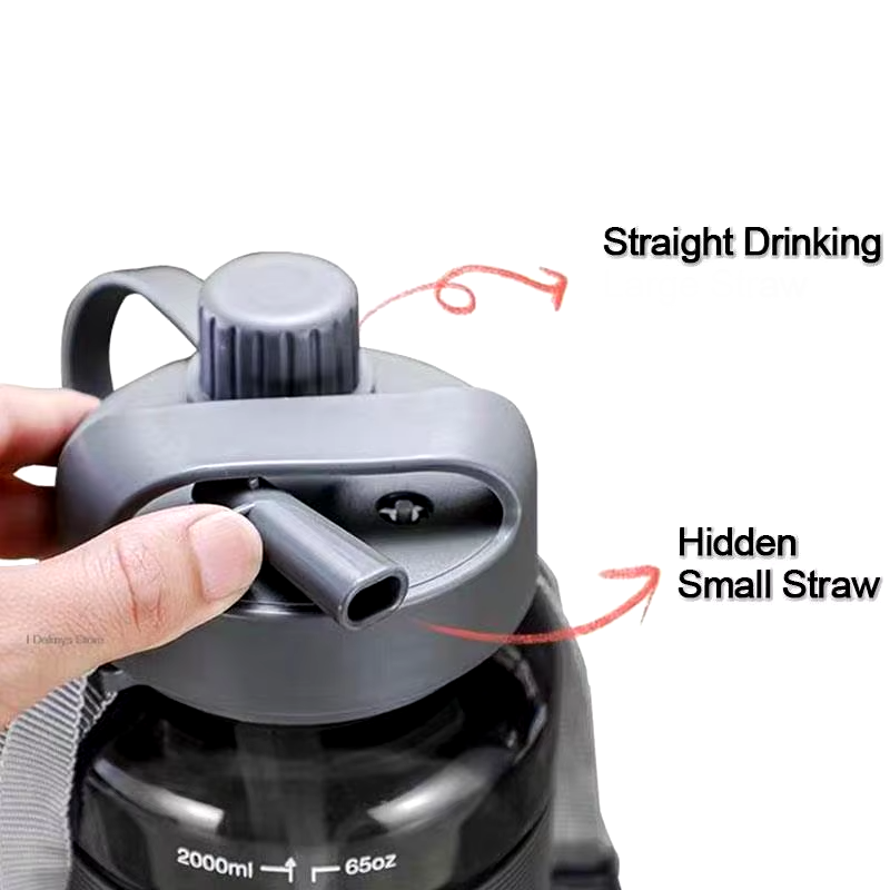 2 Litre Sports Water Bottle with Straw, Heat resistant