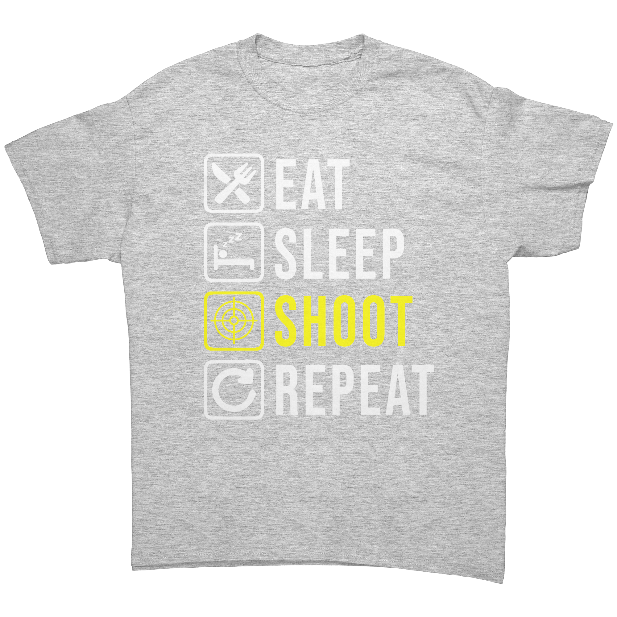 Eat_Sleep_Shoot_Repeat_T-Shirt_Ash_Grey_Front_Mockup.png