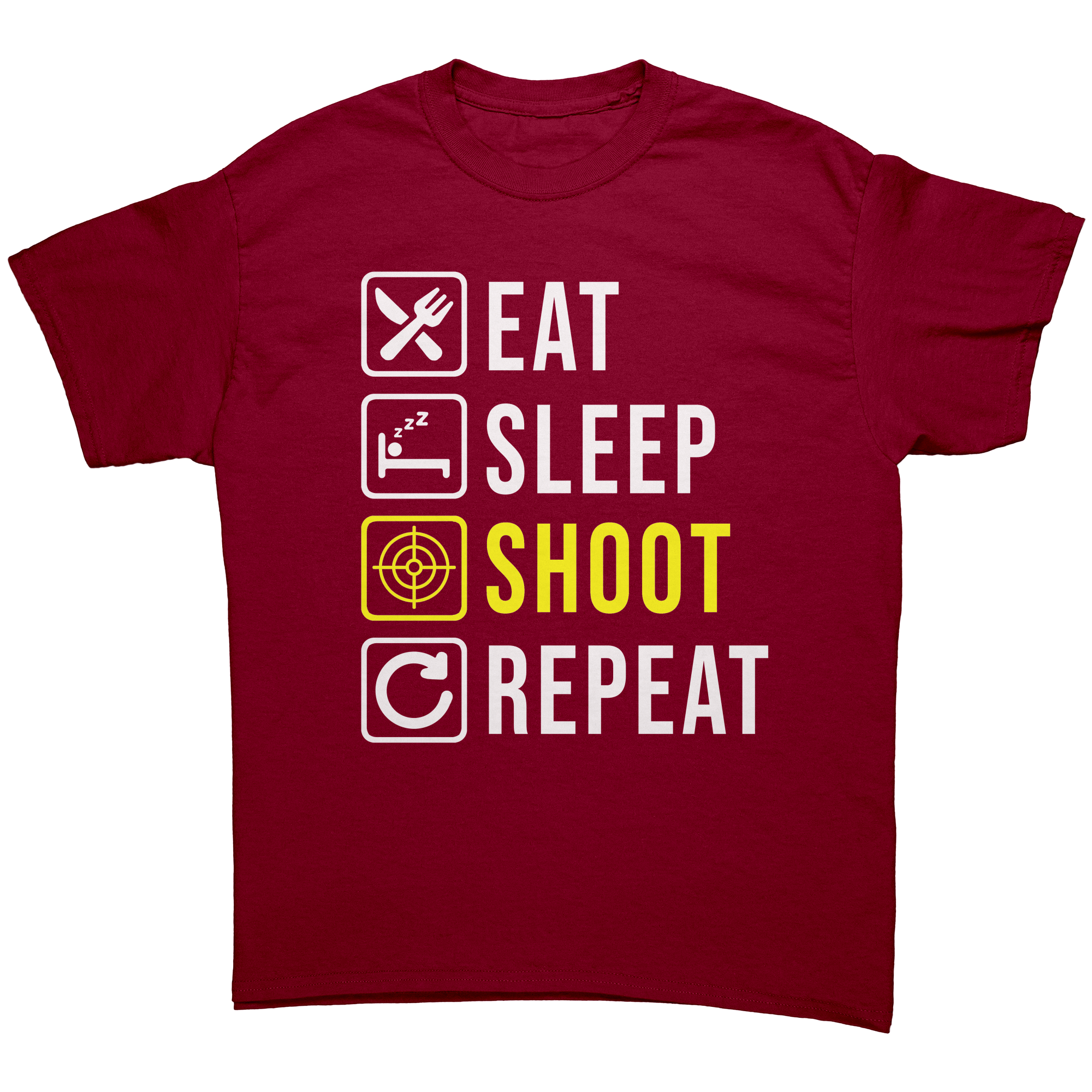 Eat_Sleep_Shoot_Repeat_T-Shirt_Cardinal_Red_Front_Mockup.png