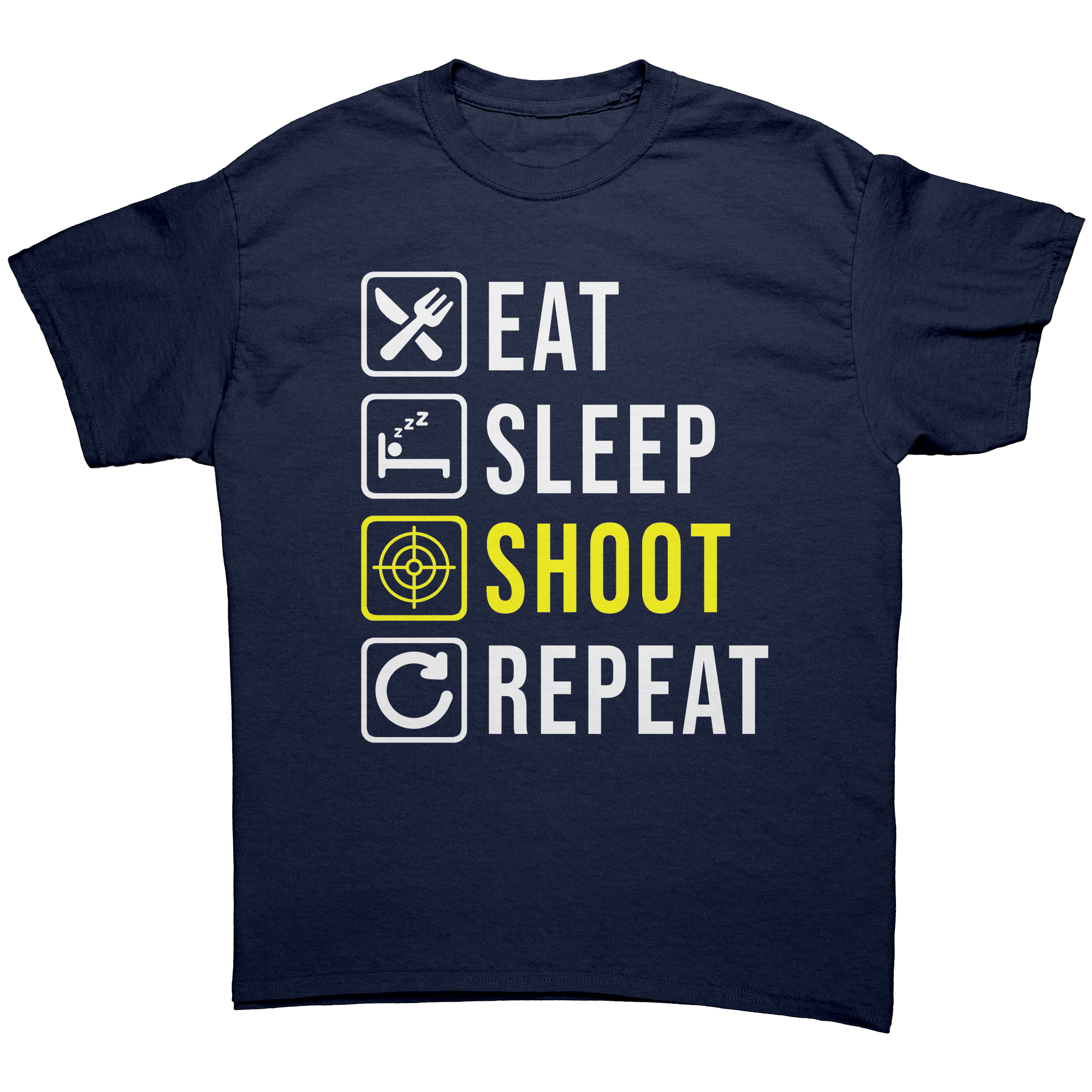 Eat_Sleep_Shoot_Repeat_T-Shirt_Navy_Front_Mockup.png