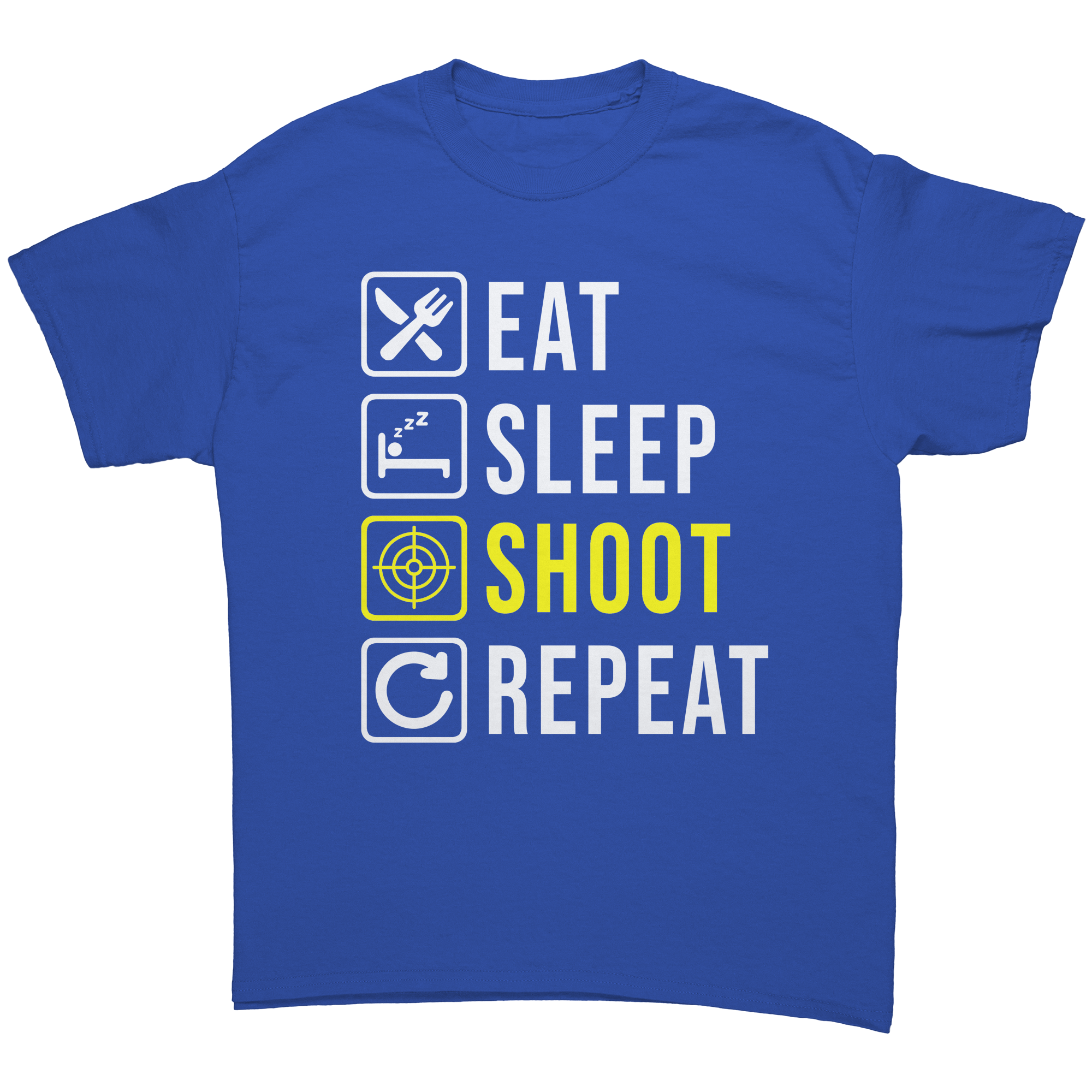Eat_Sleep_Shoot_Repeat_T-Shirt_Royal_Front_Mockup.png