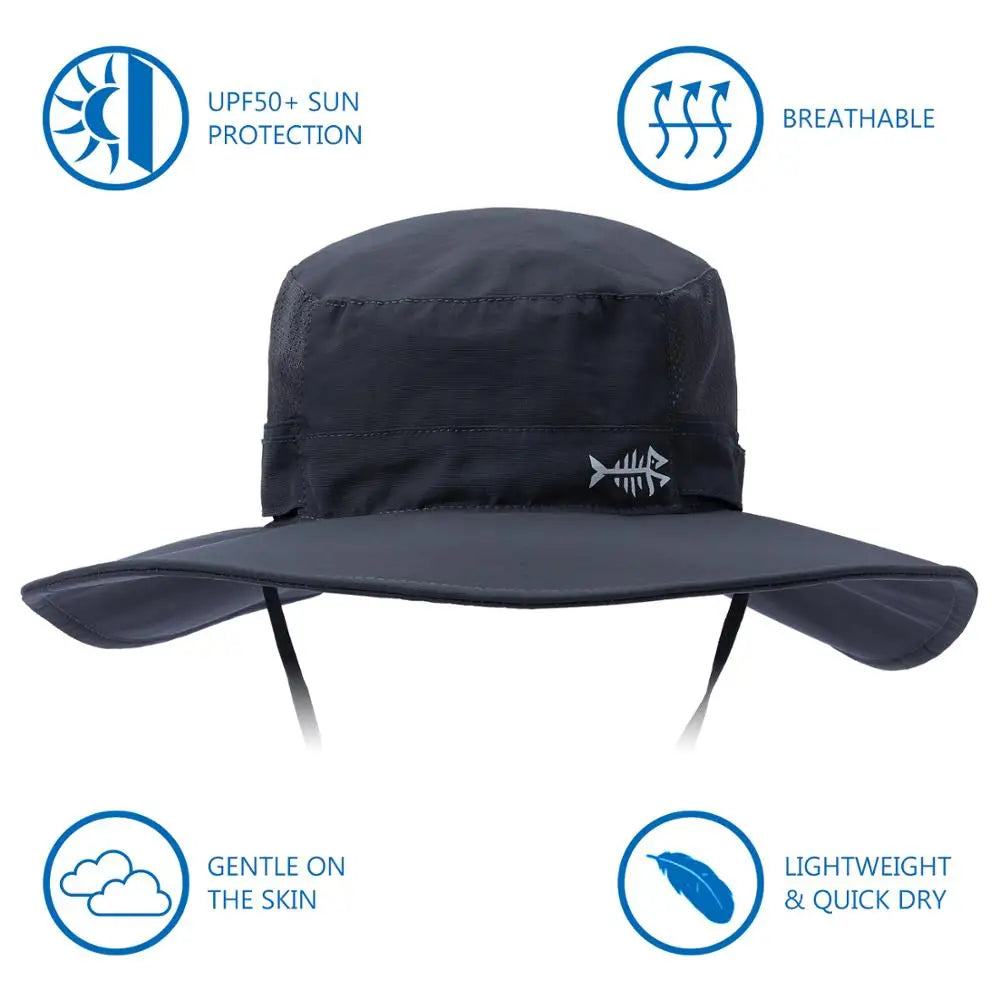 UPF 50+ UV Protection Bucket Hat – Water-Resistant, Wide Brim Tactical Hat for Outdoor Adventures