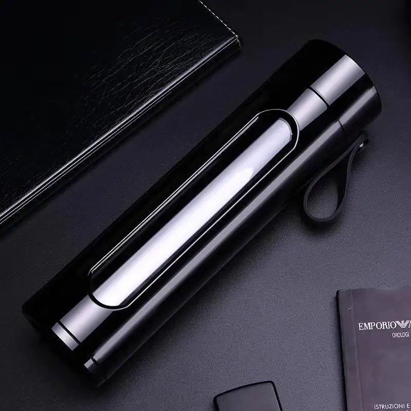 Glass Water Bottle with Portable Double Cup Lid