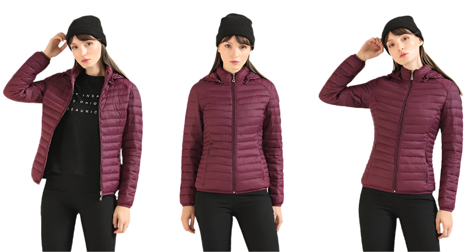 Women’s Lightweight Hooded Puffer Jacket – Warm, Waterproof & Stylish