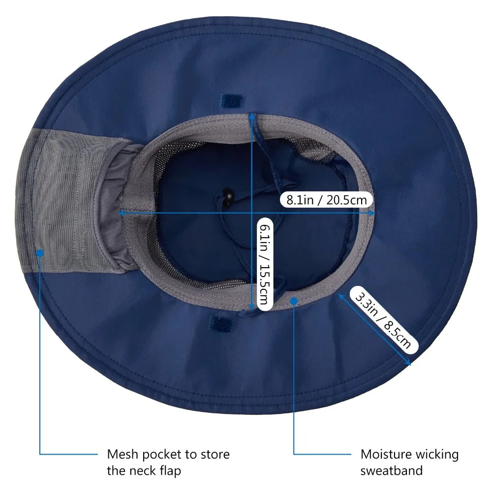 UPF 50+ UV Protection Bucket Hat – Water-Resistant, Wide Brim Tactical Hat for Outdoor Adventures