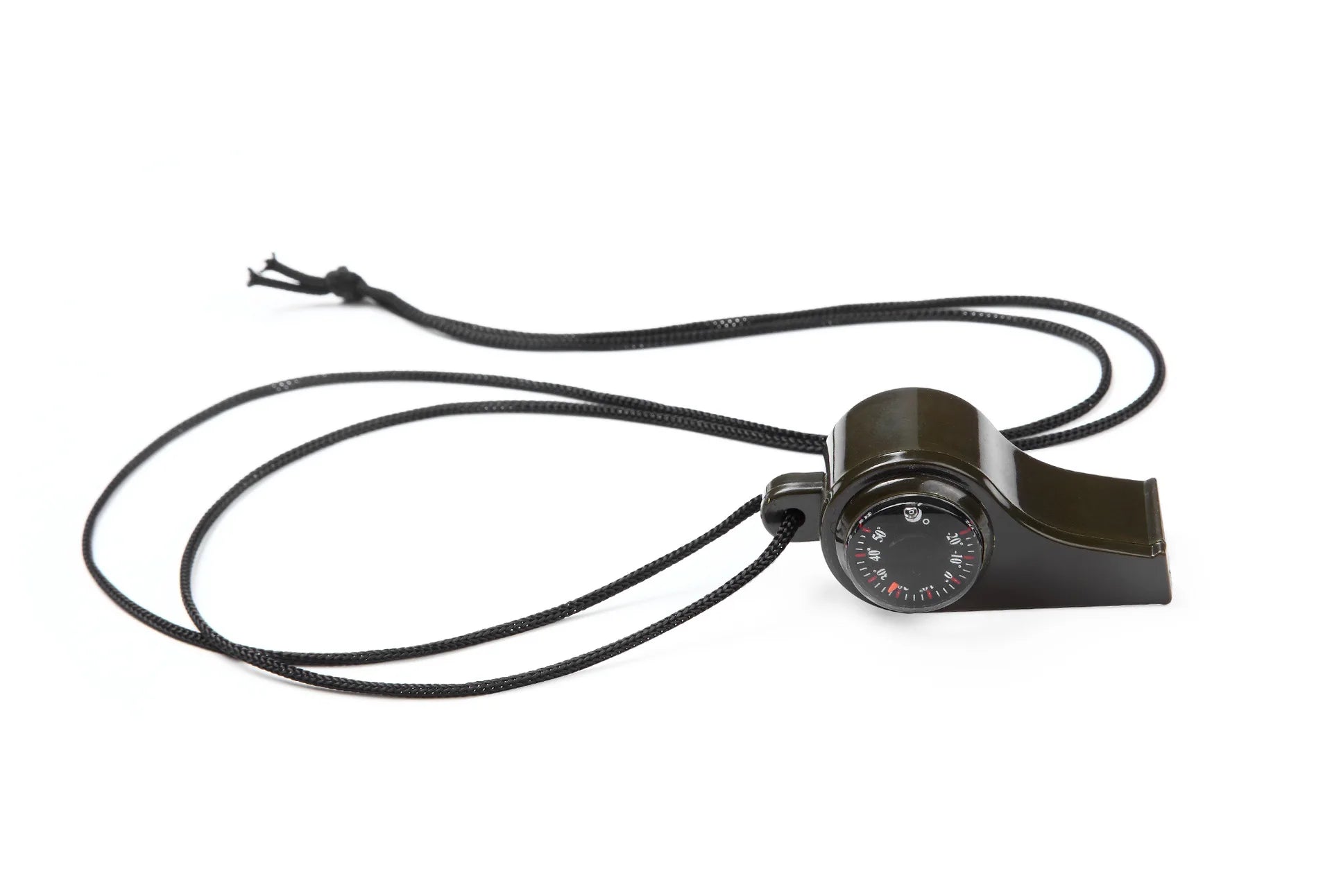 Three-in-One Survival Whistle, Thermometer, and Compass