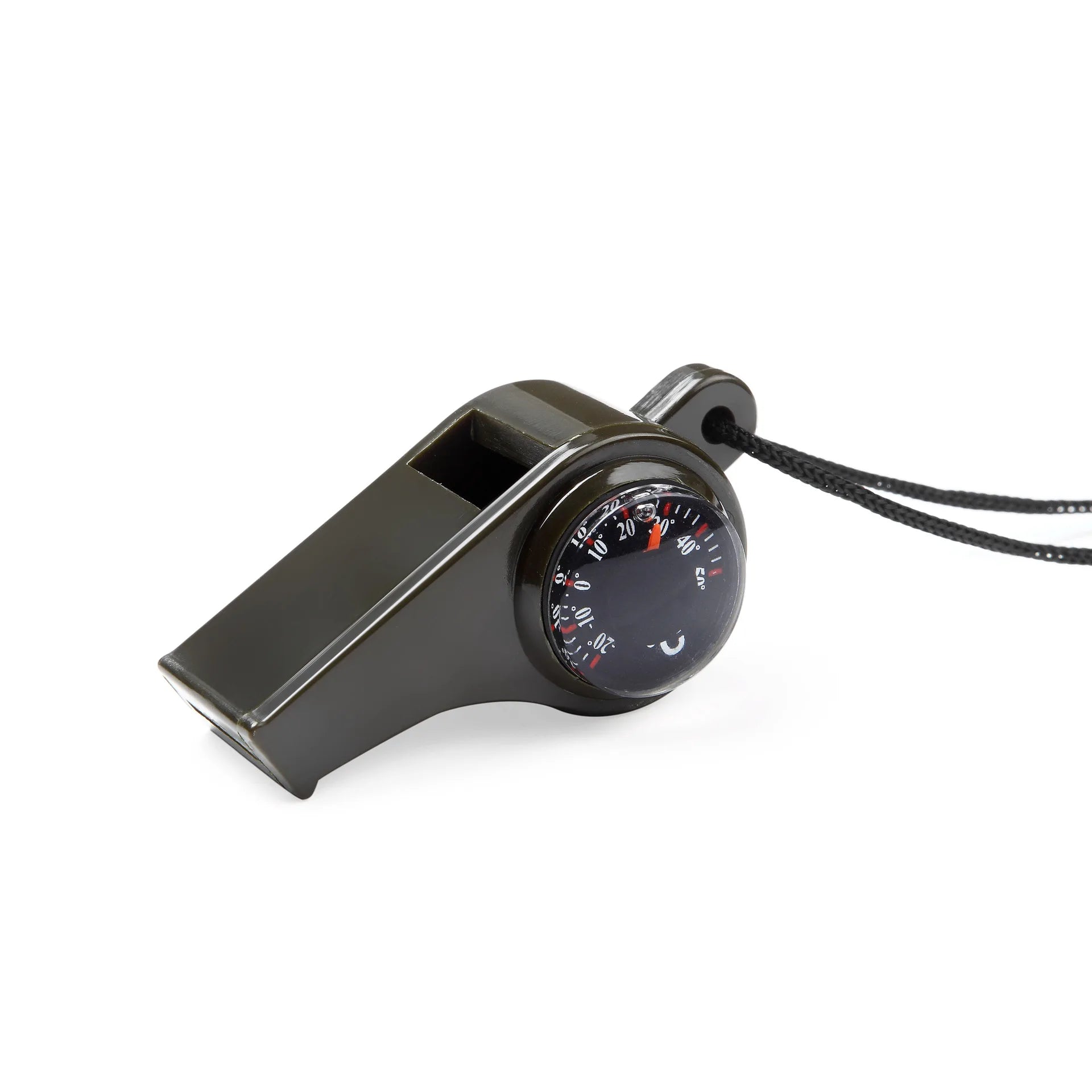 Three-in-One Survival Whistle, Thermometer, and Compass