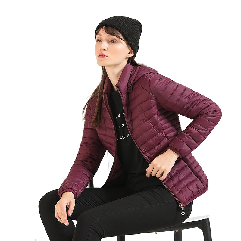 Women’s Lightweight Hooded Puffer Jacket – Warm, Waterproof & Stylish