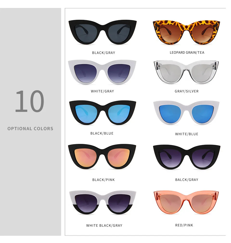 Big Cat Eye Sun glasses – Retro Designer Sunglasses in Black, Pink, and Blue