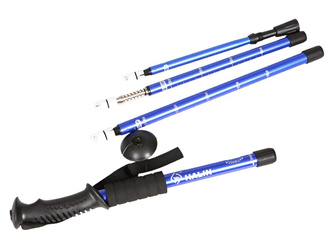 Alloy Hiking Pole Walking Stick – 4-Section with Straight Grip Handle