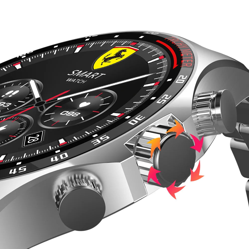 Stainless Steel Smartwatch: 1.58'' Display, Bluetooth Calling, Wireless Charging