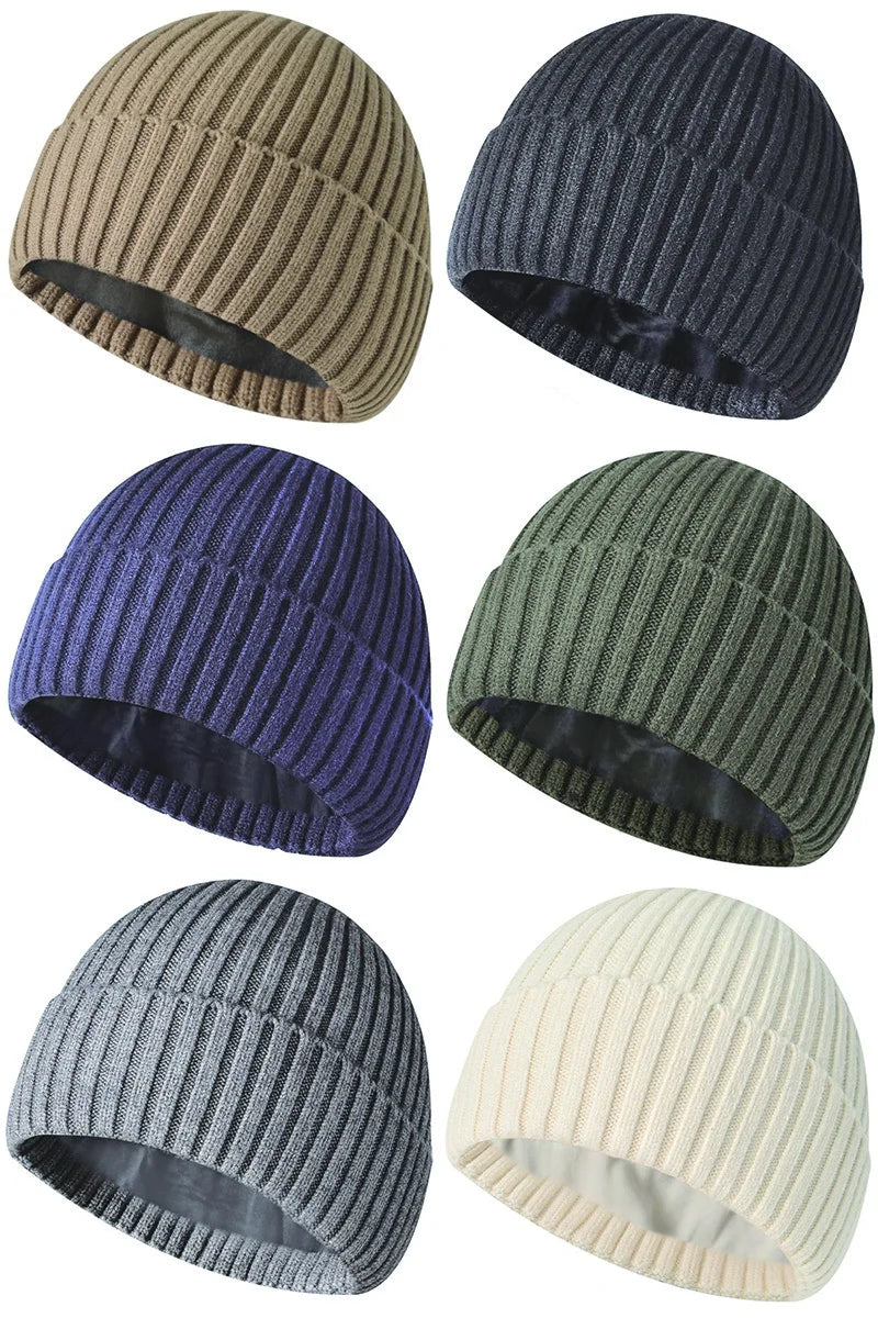 Winter Inner Velvet Thickened Warm Knitted Hat – Cozy Skullies & Beanies for Adults