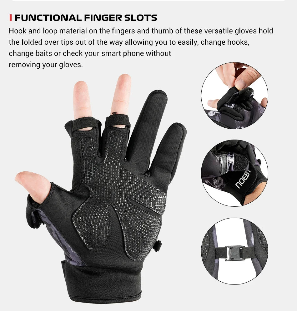 Unisex NOEBY Winter Fishing Gloves – Full Finger/Three Finger Anti-Slip Gloves