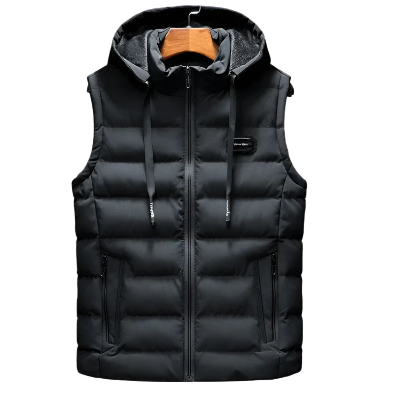 Hooded Sleeveless Vest Jacket – Fashionable Cotton-Padded Waistcoat