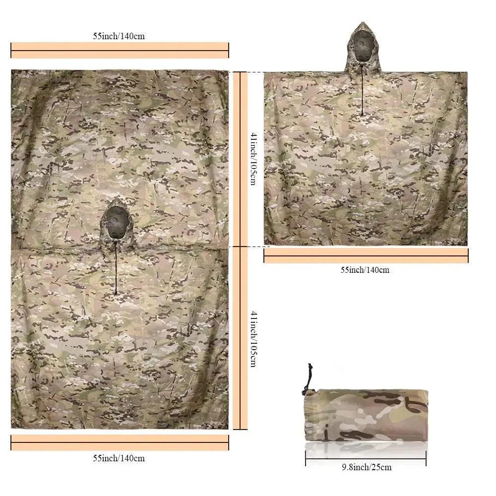 Unisex Camouflage Waterproof Poncho