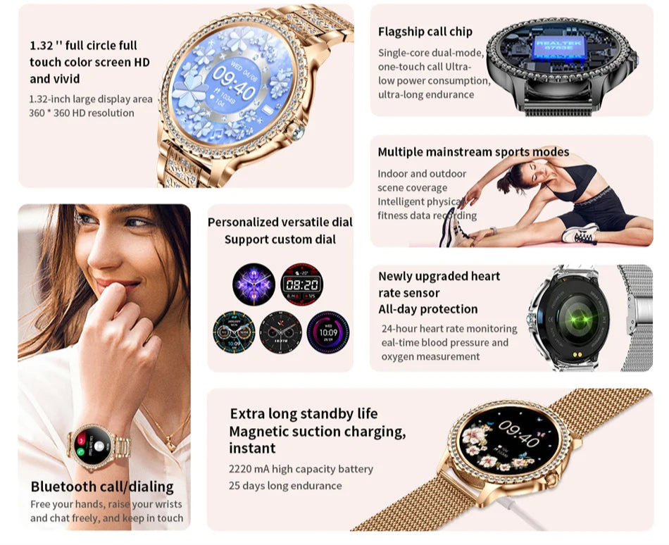 Smart Watch with Heart Rate & Blood Oxygen Monitoring – Stylish Bracelet