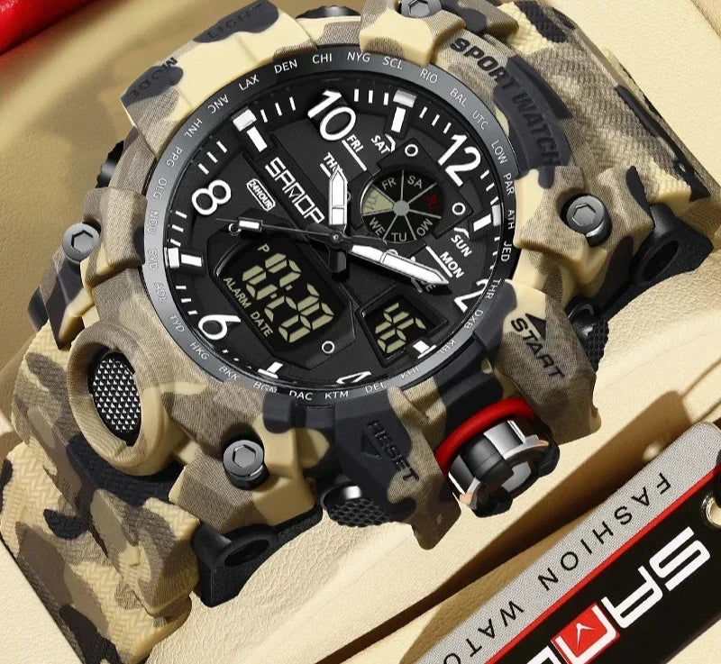 Outdoor Sports Military Watch – Camouflage LED Digital Quartz Wristwatch