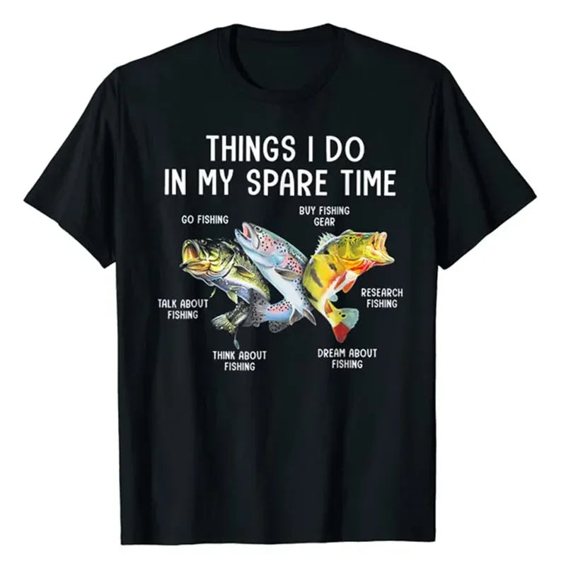 "Things I Do In My Spare Time" Funny Fishing T-Shirt – The Perfect Gift for Fishing Enthusiasts