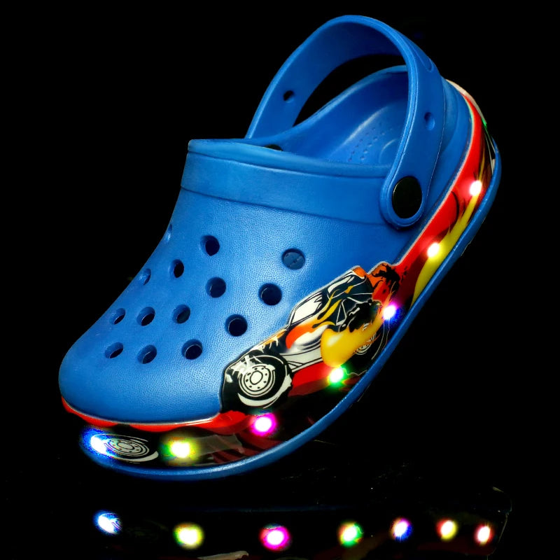 LED Light-Up Kids' Crocs Style Hole Sandals – Breathable & Waterproof Summer Shoes