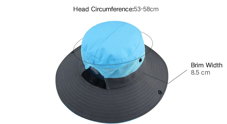 Adjustable Safari Sun Hat – Wide Brim UV Protection Summer Hat with Ponytail Hole