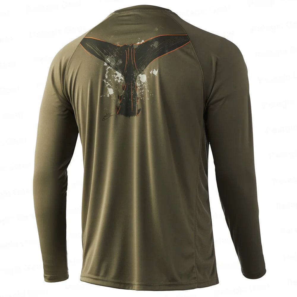 UPF 50+ Hooded Fishing Shirt with Fish Motif – Style Meets Performance