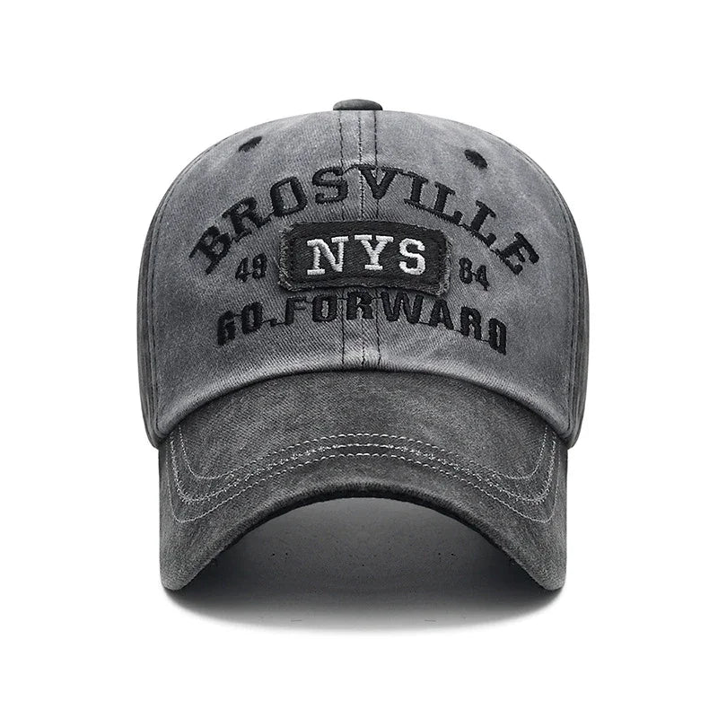 Brosville Embroidered Washed Baseball Cap – Fashionable Outdoor Streetwear