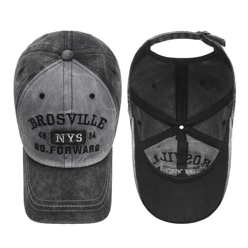 Brosville Embroidered Washed Baseball Cap – Fashionable Outdoor Streetwear