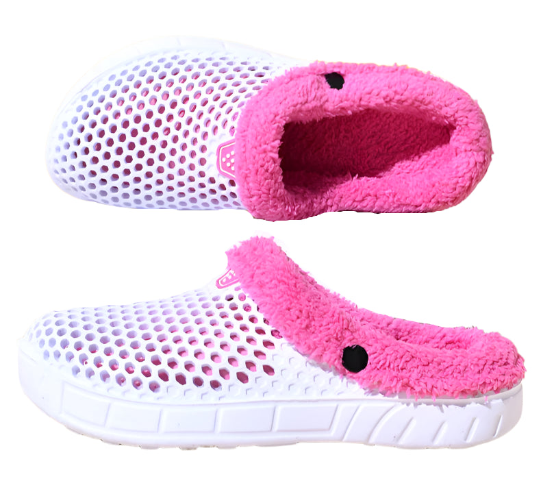 Crocs Style Men's and Women's Cotton Slippers – Warm Winter Mules with Plus Velvet Lining