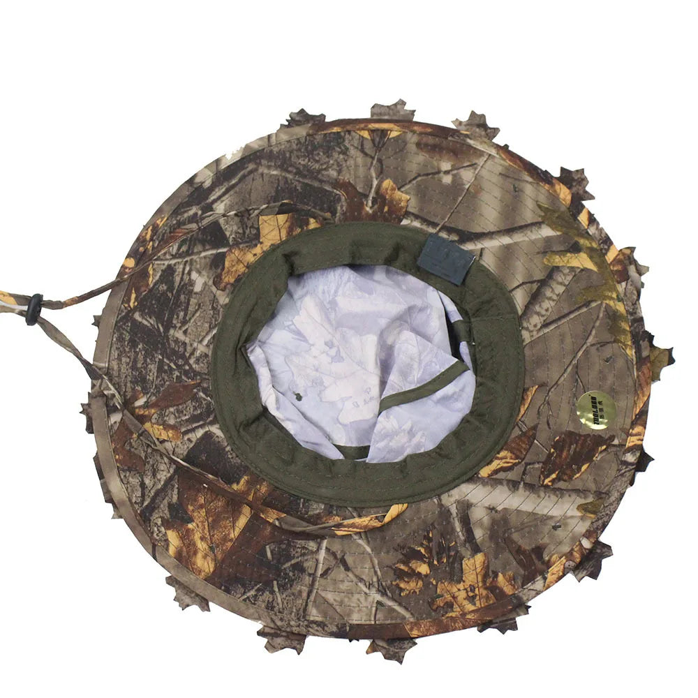 Camouflage Boonie Hat – 3D Leaf Camo Tactical Cap for Hunting and Fishing