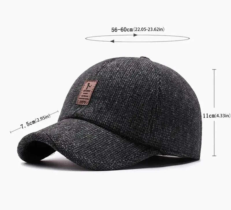 Ear Protection Woolen Peaked Cap – Warm & Stylish for Winter