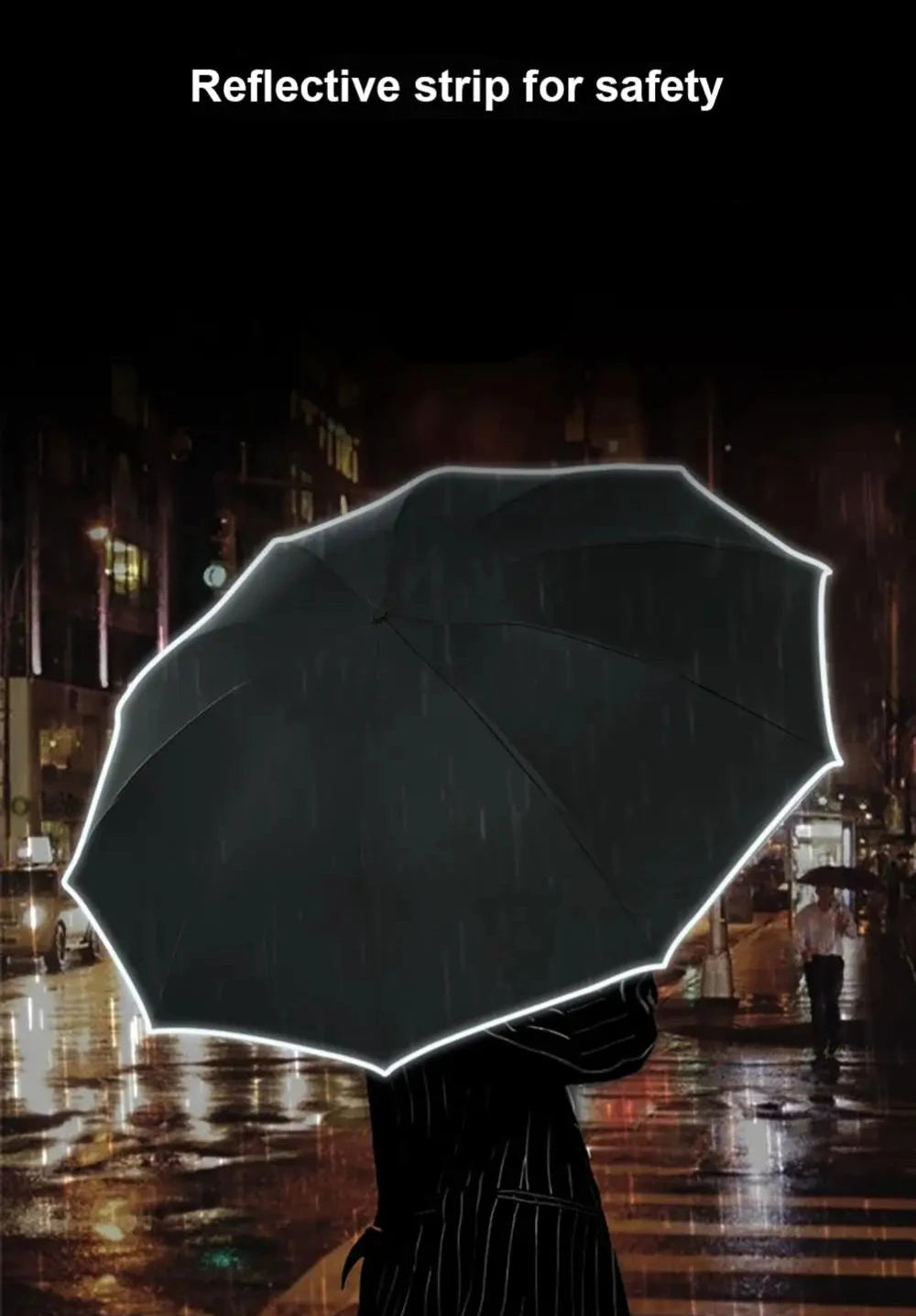 Fully Automatic Reverse Folding Umbrella with LED Flashlight