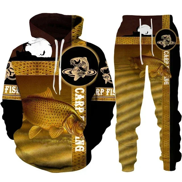 Cool Carp Fishing 3D Printed Hoodie Set 3IXIE