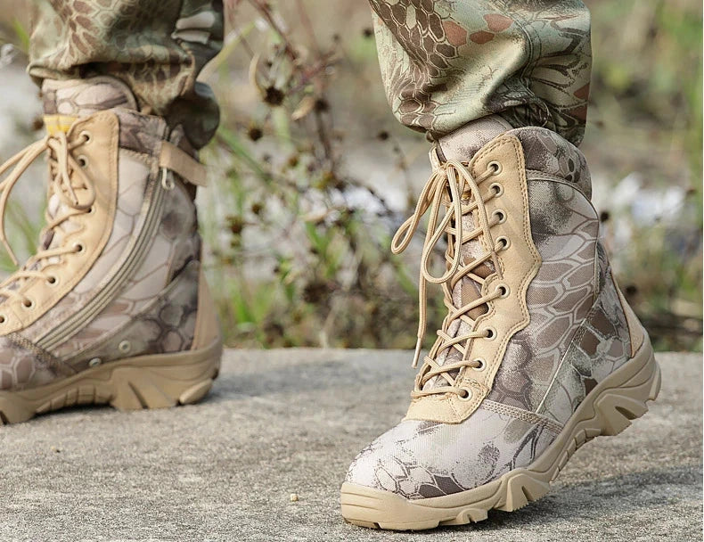 High-Top Tactical Boots – Camouflage & Durable for Outdoor Adventures
