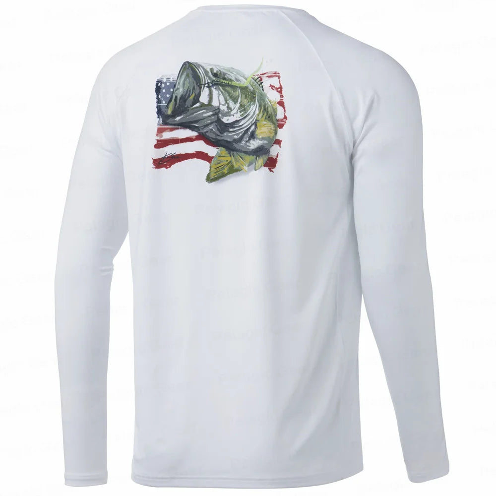 UPF 50+ Hooded Fishing Shirt with Fish Motif – Style Meets Performance