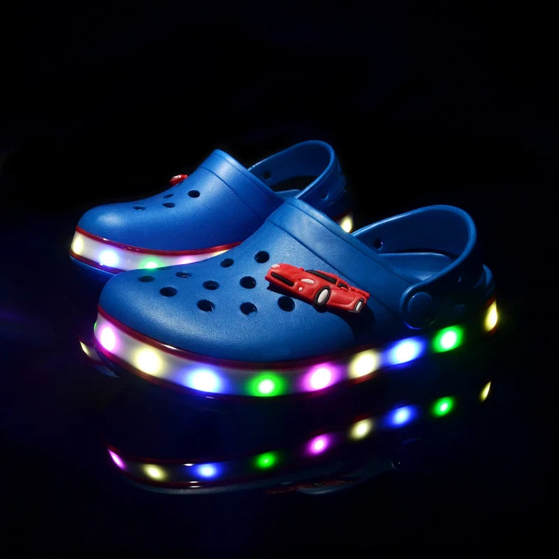 LED Light-Up Kids' Crocs Style Hole Sandals – Breathable & Waterproof Summer Shoes
