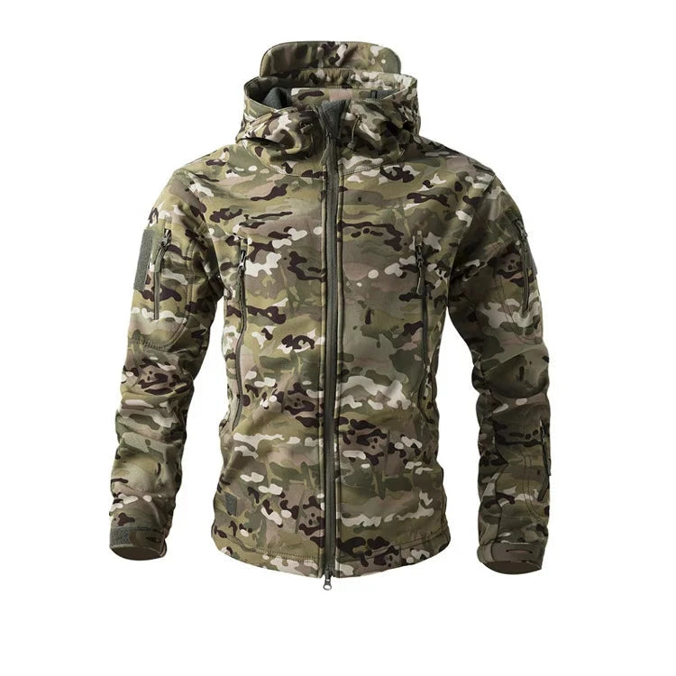 Soft Shell Tactical Jacket - Men’s Waterproof Fleece Hooded Coat
