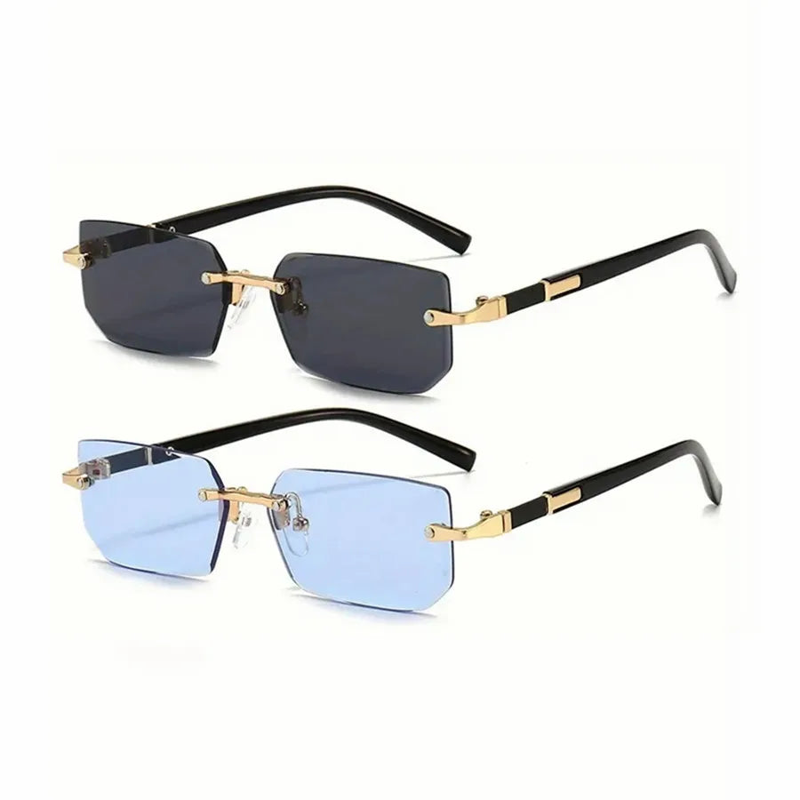 Rimless Rectangle Sunglasses – Trendy Small Square Shades for Men & Women