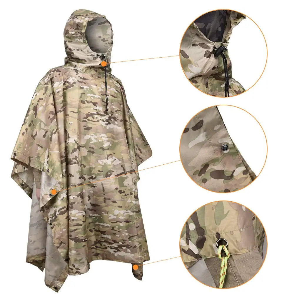 Unisex Camouflage Waterproof Poncho