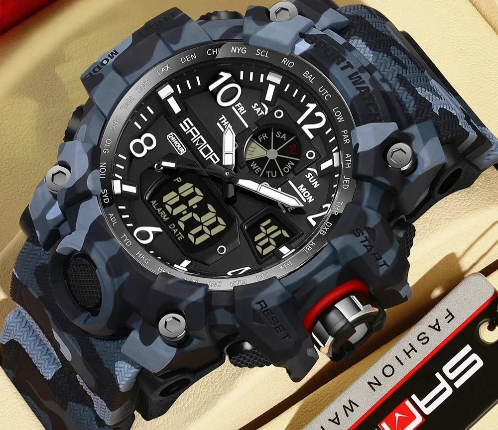 Outdoor Sports Military Watch – Camouflage LED Digital Quartz Wristwatch