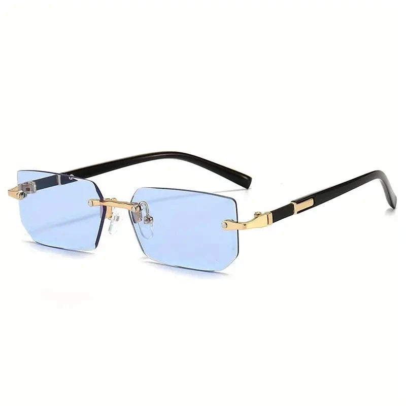 Rimless Rectangle Sunglasses – Trendy Small Square Shades for Men & Women