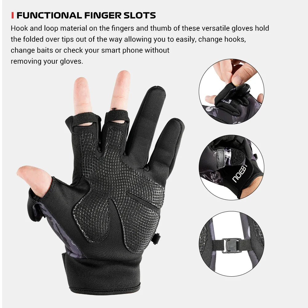 Unisex NOEBY Winter Fishing Gloves – Full Finger/Three Finger Anti-Slip Gloves