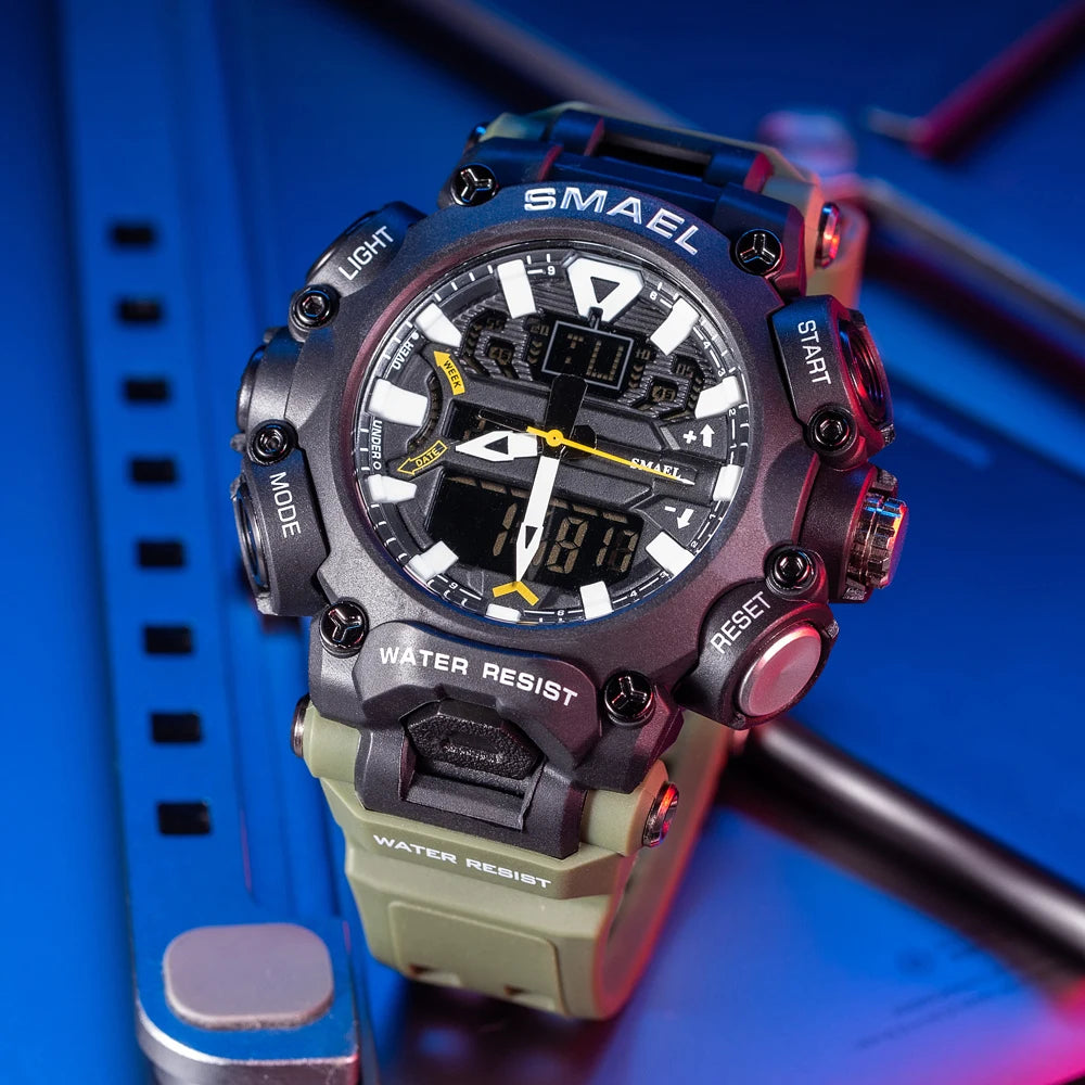 SMAEL Sports Watch – Waterproof, Digital & Analog Dual Display