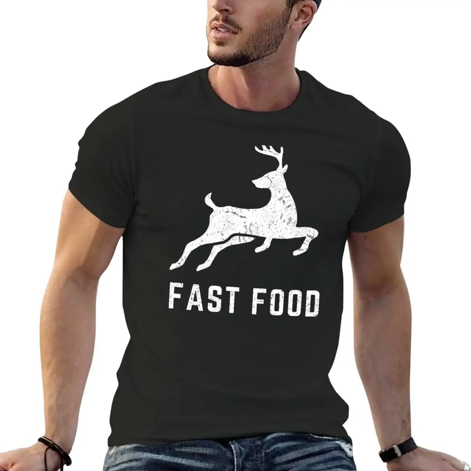 Fast Food Reindeer T-Shirt: Fun Graphic Tee for Men