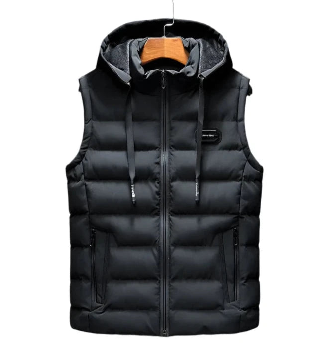 Hooded Sleeveless Vest Jacket – Fashionable Cotton-Padded Waistcoat