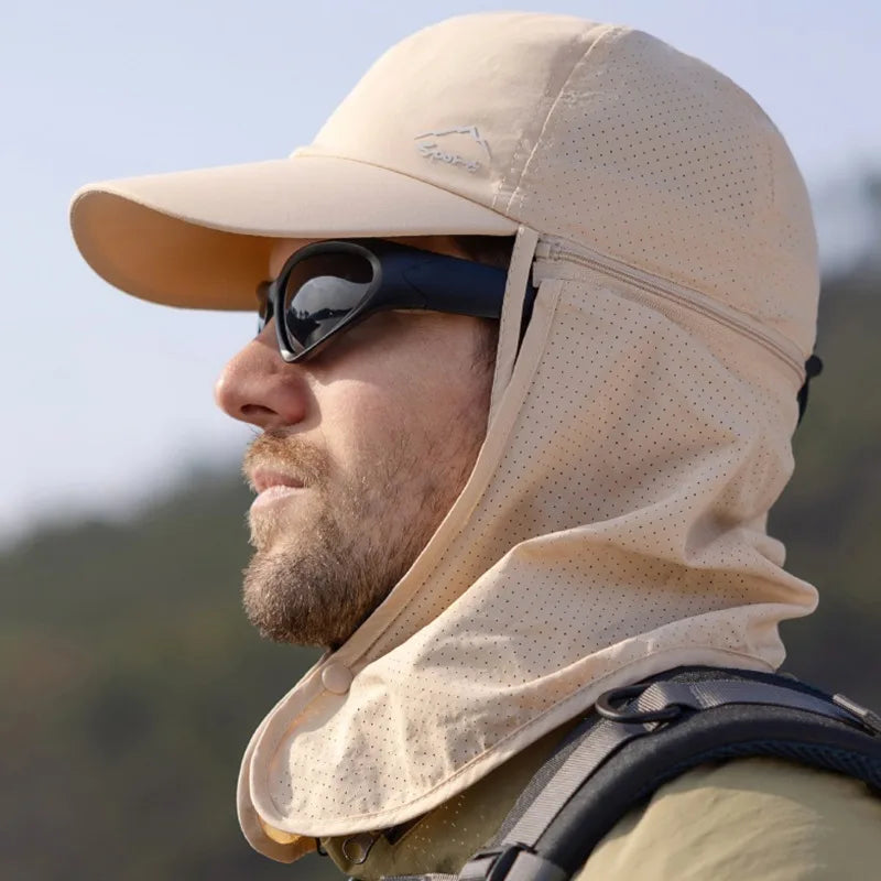 Men’s Quick-Drying Baseball Cap with Detachable Neck Protection – Ultimate Sun Protection with UPF 50+