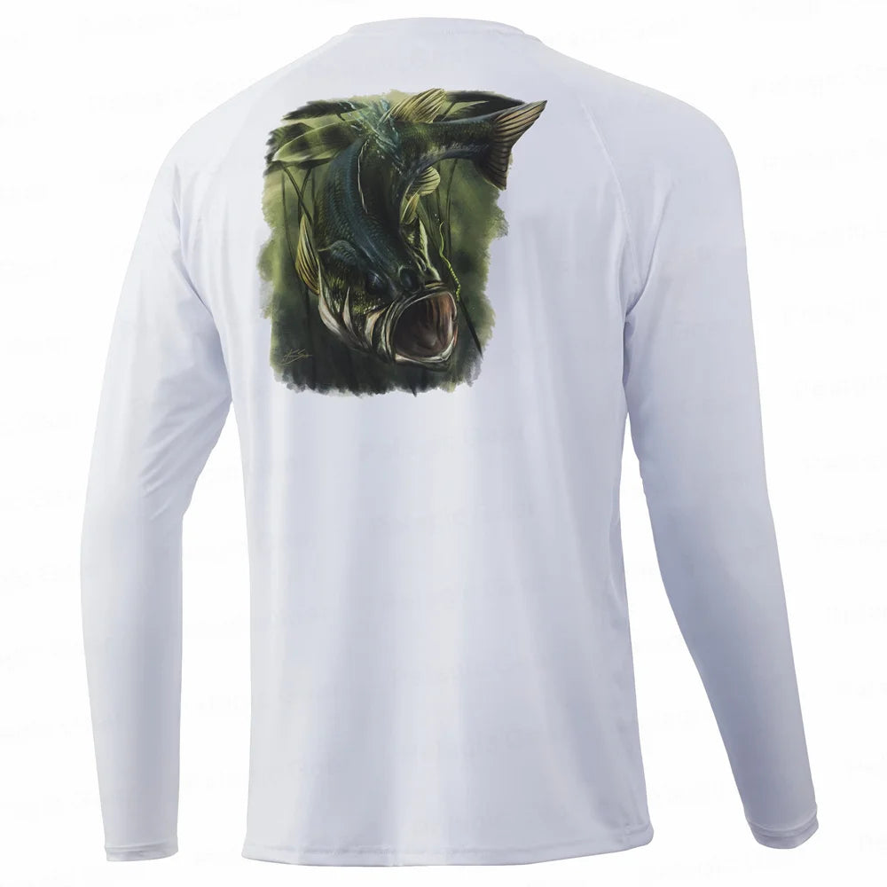 UPF 50+ Hooded Fishing Shirt with Fish Motif – Style Meets Performance