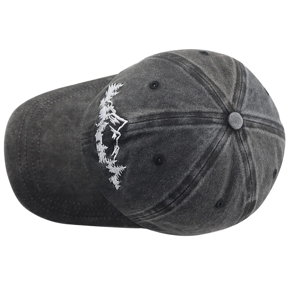 Unisex Mountain Trees Baseball Cap – Cotton Embroidered Outdoor Hat