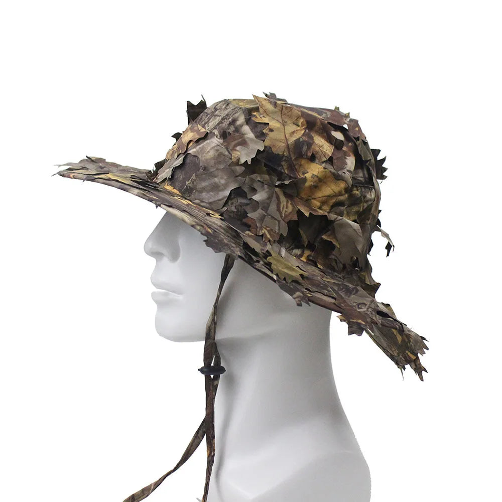 Camouflage Boonie Hat – 3D Leaf Camo Tactical Cap for Hunting and Fishing