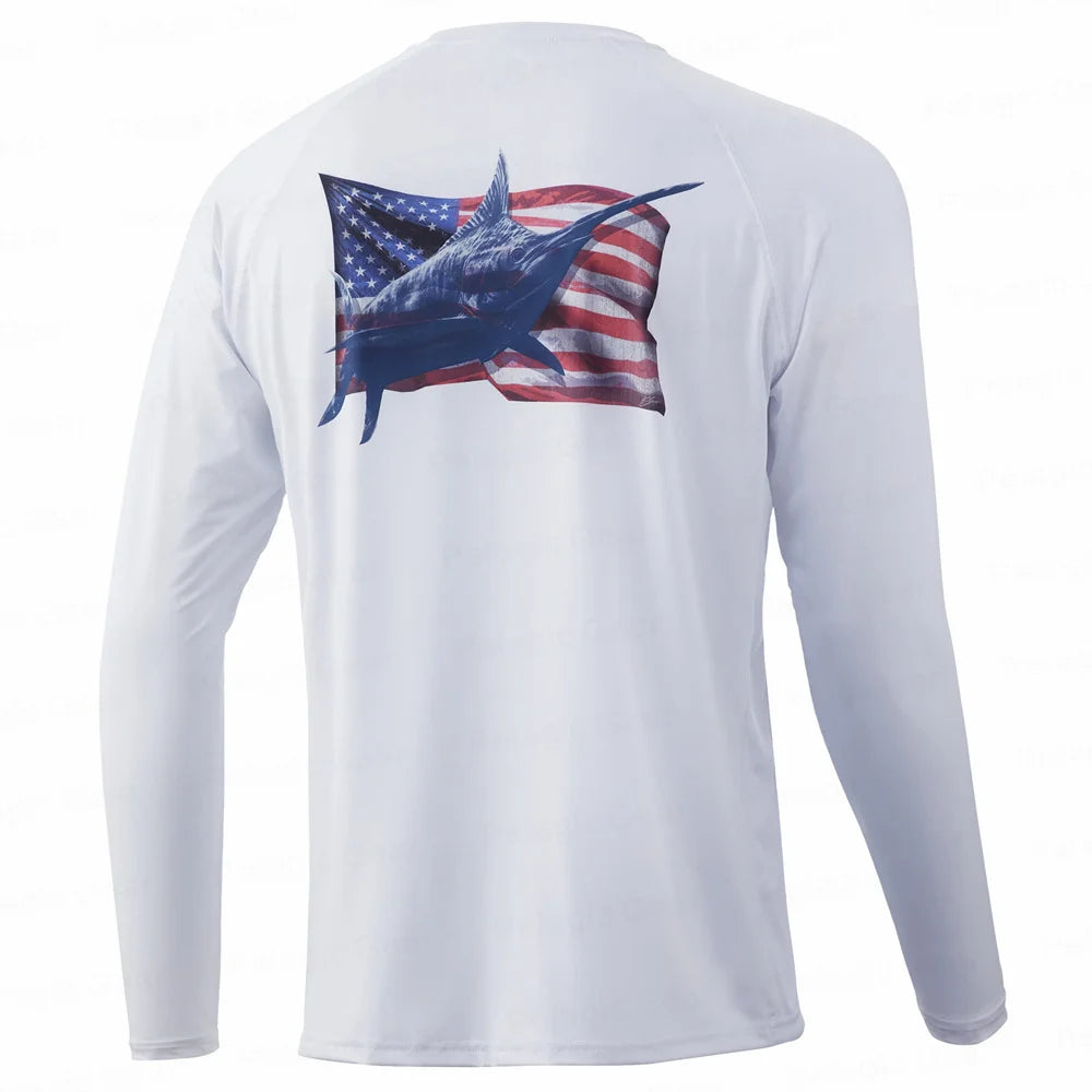 UPF 50+ Hooded Fishing Shirt with Fish Motif – Style Meets Performance